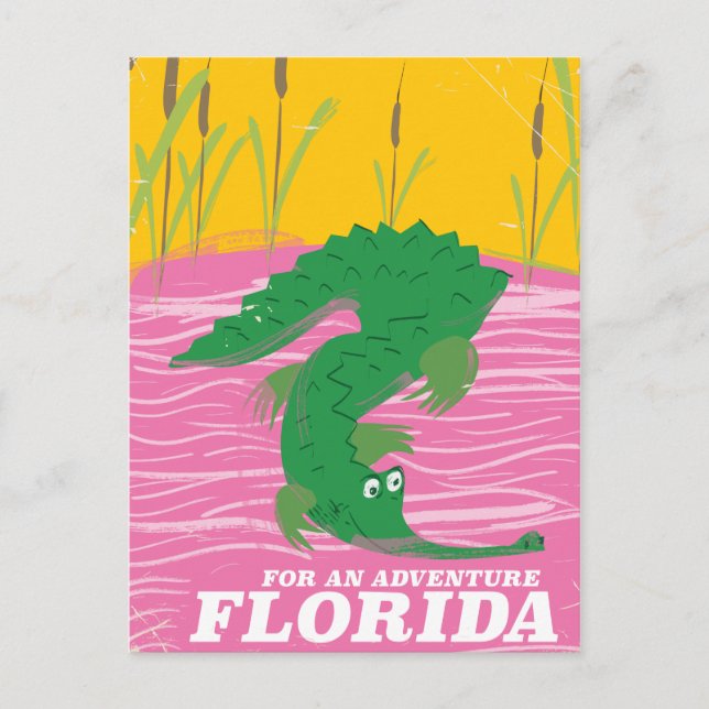Florida Alligator vintage travel poster Postcard (Front)