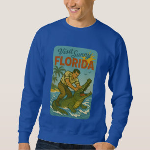 Florida Alligator Wrestling   Funny Retro Coastal Sweatshirt