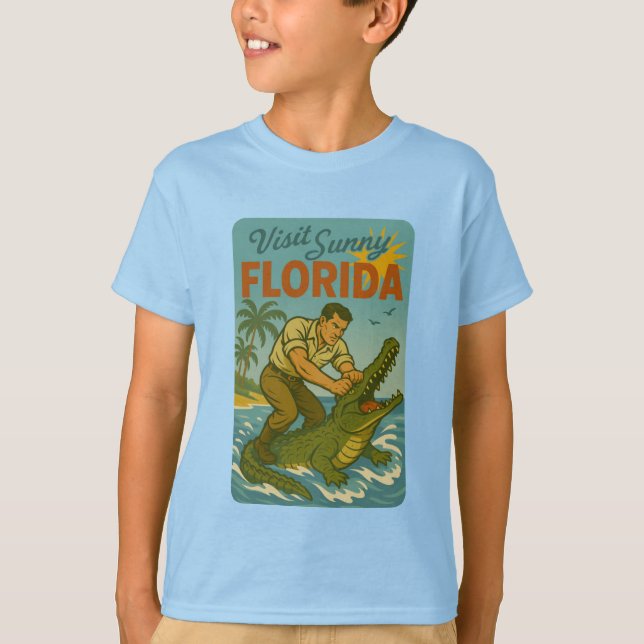 Florida Alligator Wrestling | Funny Retro Coastal T-Shirt (Front)