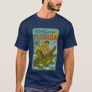 Florida Alligator Wrestling Funny Retro Coastal T-Shirt