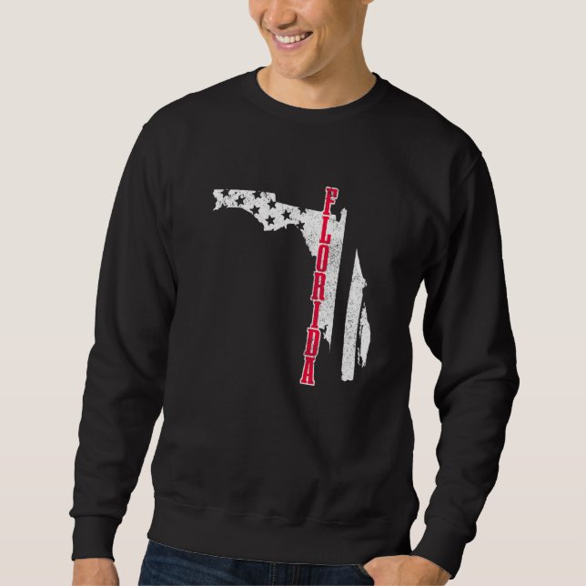 Florida American Flag Map Pride Patriotic 4th Of J Sweatshirt (Front)