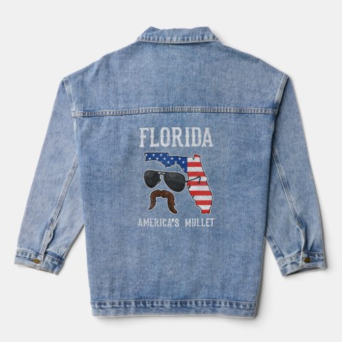 Florida Americas Mullet Funny Patriotic American  Denim Jacket