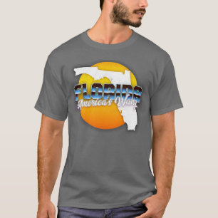 Florida Americas Wang Retro Faded Style Design T-Shirt