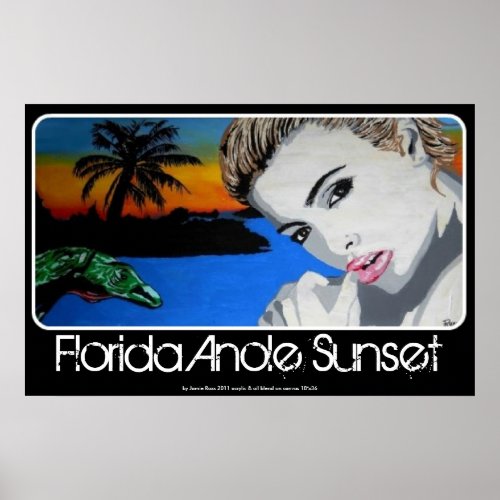 Florida Anole Sunset painting on a Poster
