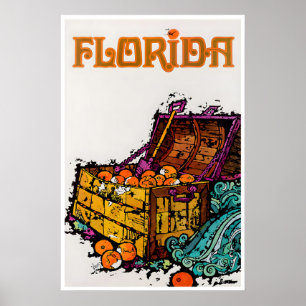 Florida Art Travel Poster Oranges Treasure Print