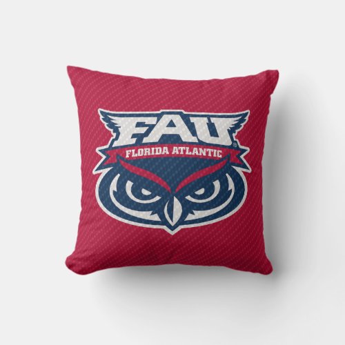 Florida Atlantic University Carbon Fiber Throw Pillow