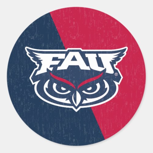 Florida Atlantic University Color Block Distressed Classic Round Sticker