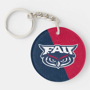 Florida Atlantic University Color Block Distressed Keychain