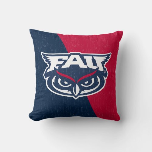 Florida Atlantic University Color Block Distressed Throw Pillow
