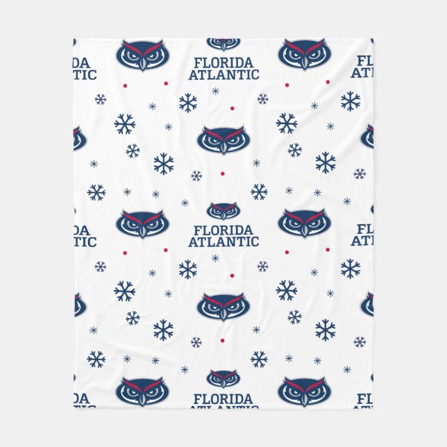 Florida Atlantic University Holiday Pattern Fleece Blanket (Front)