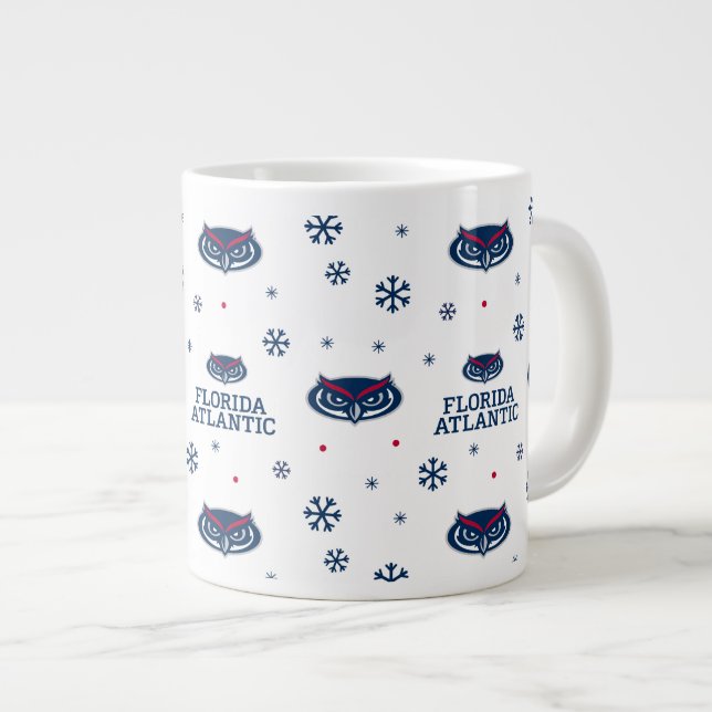 Florida Atlantic University Holiday Pattern Giant Coffee Mug (Front Right)