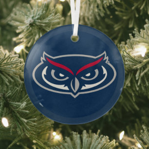 Florida Atlantic University Holiday Pattern Glass Ornament