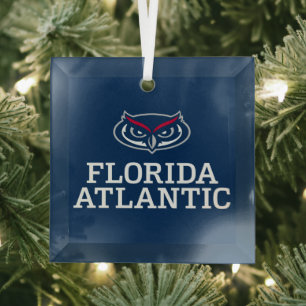 Florida Atlantic University Holiday Pattern Glass Ornament