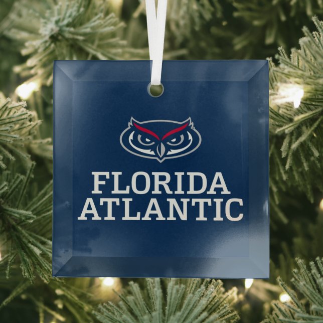 Florida Atlantic University Holiday Pattern Glass Ornament (Insitu)