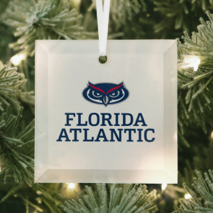 Florida Atlantic University Holiday Pattern Glass Ornament