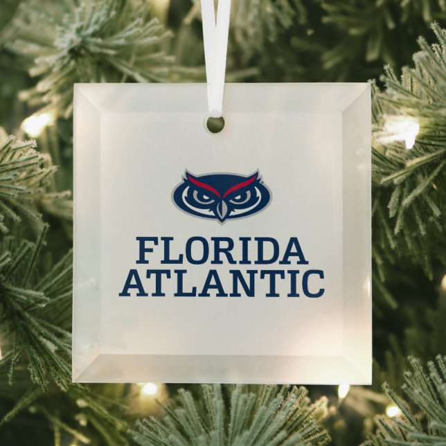 Florida Atlantic University Holiday Pattern Glass Ornament (Insitu)
