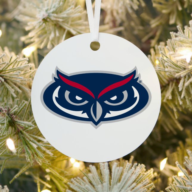 Florida Atlantic University Holiday Pattern Metal Ornament (Insitu)
