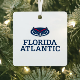 Florida Atlantic University Holiday Pattern Metal Ornament