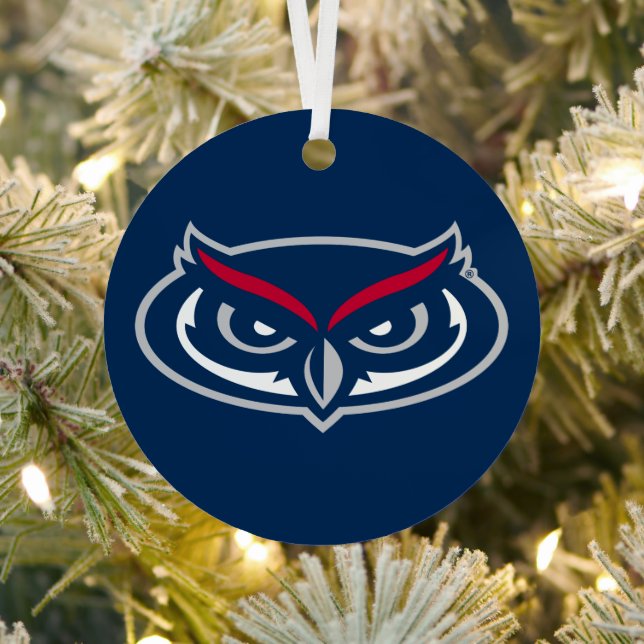 Florida Atlantic University Holiday Pattern Metal Ornament (Insitu)