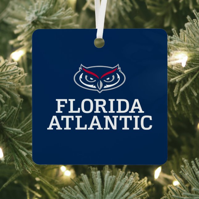 Florida Atlantic University Holiday Pattern Metal Ornament (Insitu)