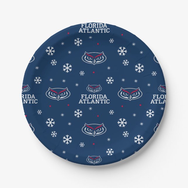 Florida Atlantic University Holiday Pattern Paper Plates (Front)