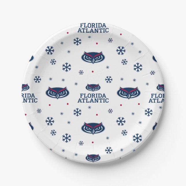 Florida Atlantic University Holiday Pattern Paper Plates (Front)