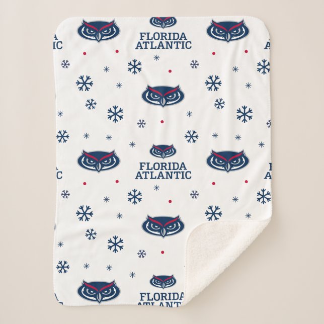 Florida Atlantic University Holiday Pattern Sherpa Blanket (Front)