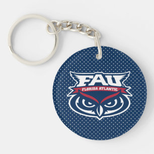 Florida Atlantic University Polka Dot Pattern Keychain