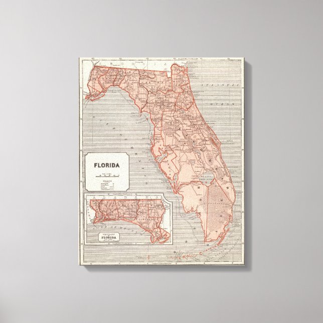 Florida Atlas Map Canvas Print (Front)