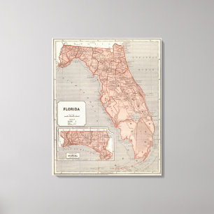 Florida Atlas Map Canvas Print