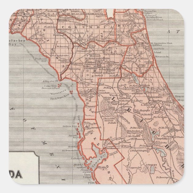 Florida Atlas Map Square Sticker - Florida Atlas Map Square Sticker R591c01052b1441429ddf9d1832f522a3 0ugmc 8byvr 630