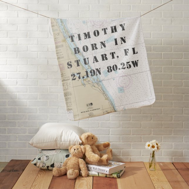 Florida Authentic Nautical Chart Birth Baby Stroller Blanket (In Situ)
