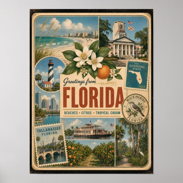 Florida Authentic Vintage Style Poster (Front)