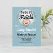 Florida Baby Shower Funny Blue Boys Invitation (Standing Front)