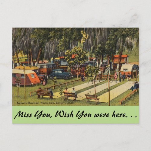 Florida Bartow Municipal Trailer Park Postcard