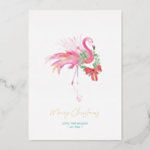 Florida Beach Christmas Watercolor Personalized Foil Holiday Card