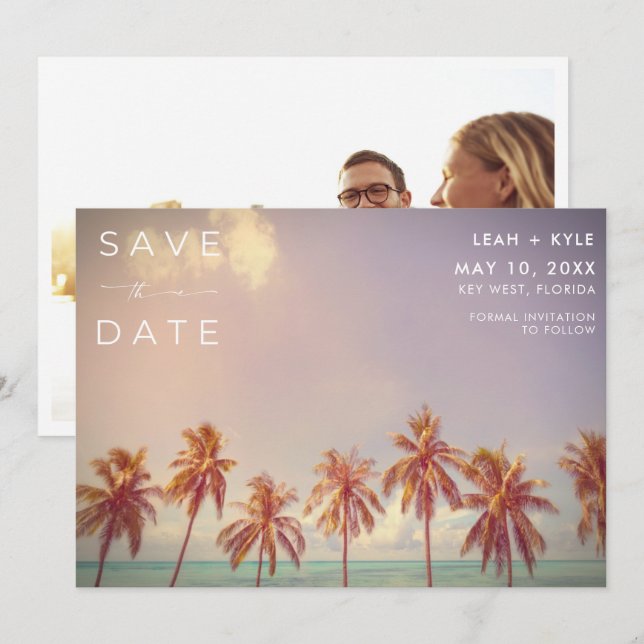 Florida Beach Destination Wedding Photo Save The Date (Front/Back)