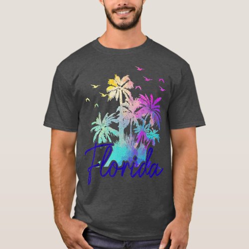 Florida Beach Key West Miami Vintage Palm rees Vac T_Shirt