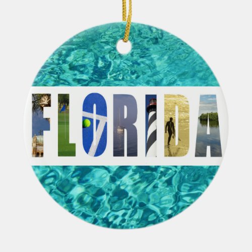 Florida Beach Ocean Travel Photos Christmas Ceramic Ornament