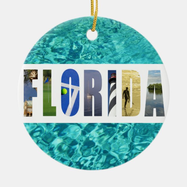 Florida Beach Ocean Travel Photos Christmas Ceramic Ornament (Front)