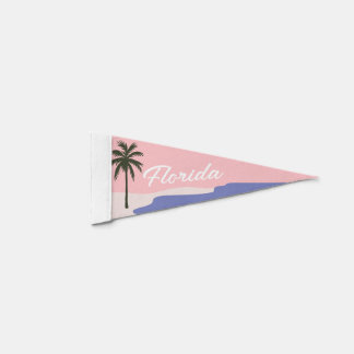 Florida Beach Palm Tree Ocean Retro Vintage  Pennant Flag
