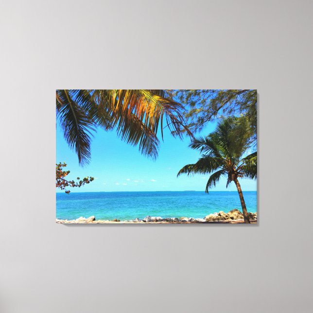 Florida Beach Palm Trees Canvas Print (Front)