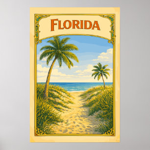 Florida Beach Path Vintage Poster