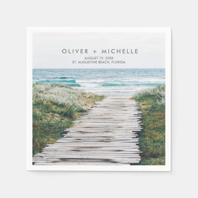 Florida Beach Personalized Wedding Napkins (Front)