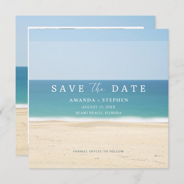 Florida Beach Photo Wedding Save The Date Announcement (Front/Back)