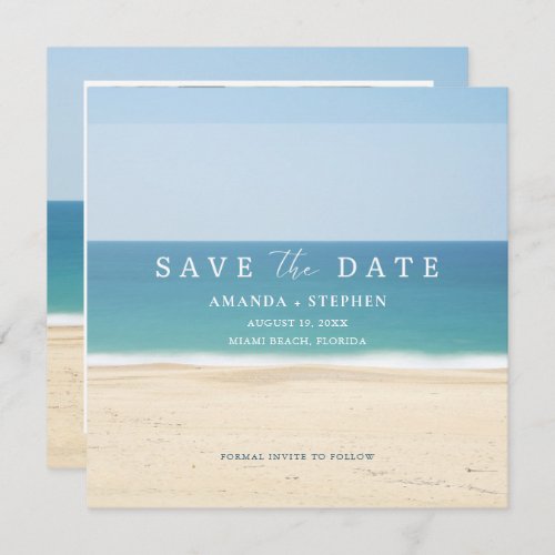 Florida Beach Photo Wedding Save The Date Announcement