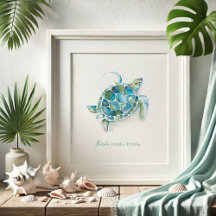 Florida Beach Pictures Watercolor Sea Turtle