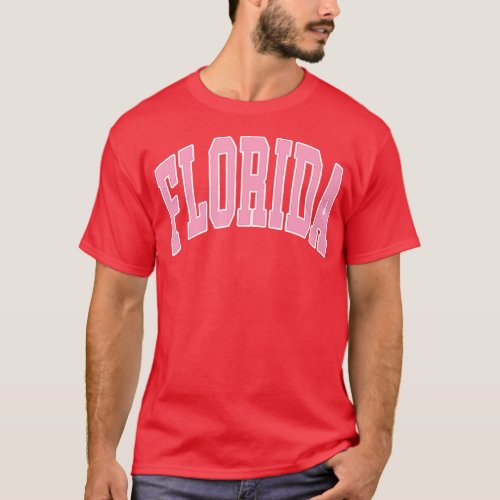Florida Beach Preppy Pink Font  T_Shirt