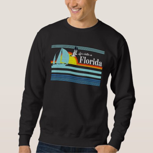 Florida _ Beach Retro 70s 80s Sail Sailing Boat Su Sweatshirt