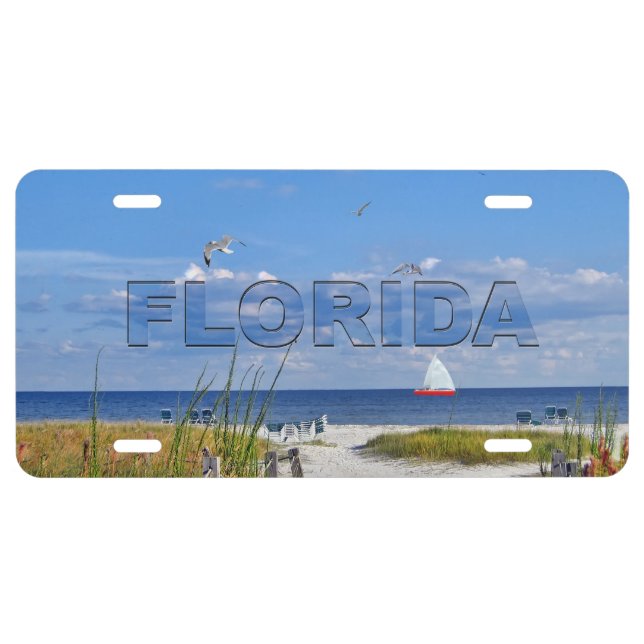 Florida Beach Scene License Plate (Front)